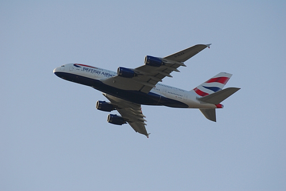 British Airways Airbus A380 ERstlandung Frankfurt 04. BA,A380-841 (G-XLEA)_StartamAbend_2