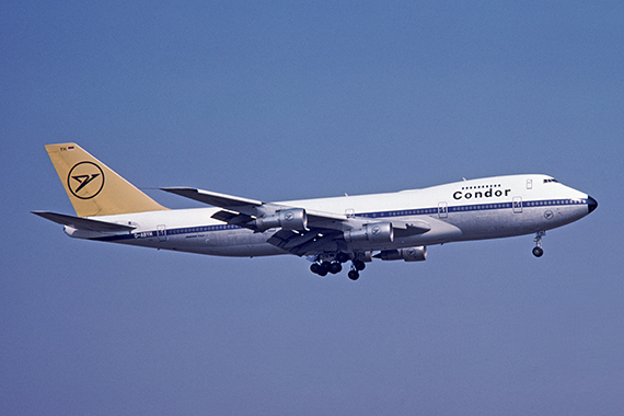 Die spätere Unglücksmaschine in den Farben von Condor als D-ABYH mit dem Taufnahmen "Max", aufgenommen beim Anflug auf Frankfurt im April 1976 - Foto: Werner Fischdick Die spätere Unglücksmaschine in den Farben von Condor als D-ABYH mit dem Taufnahmen "Max", aufgenommen beim Anflug auf Frankfurt im April 1976 - Foto: Werner Fischdick