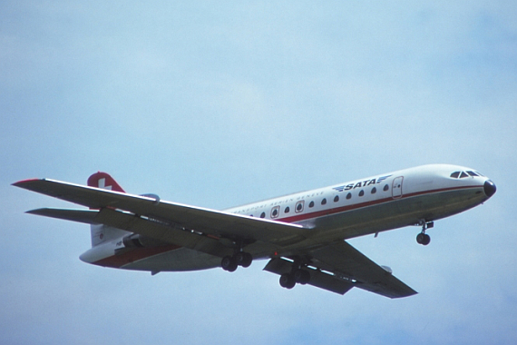 SATA SE-210 Caravelle 10B 1R, HB-ICK im Anflug auf Zürich-Kloten. Am 18. Dezember 1977 verunglückte die HB-ICK beim Landeanflug auf Funchal, Madeira wobei 36 Menschen ihr Leben verloren - Foto: Foto: Andres Iller