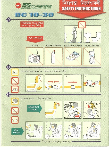 Die Safetycard der DC-10