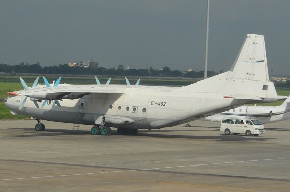 A true classic perfectly fitting Dhaka’s flair, the Antonov 12 cargo aircraft with a Tajik (?) registration