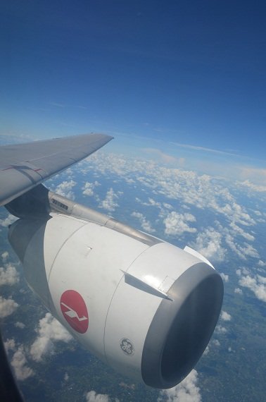 The CF6 engines power the DC-10, from certain rows the whole power plant can be seen