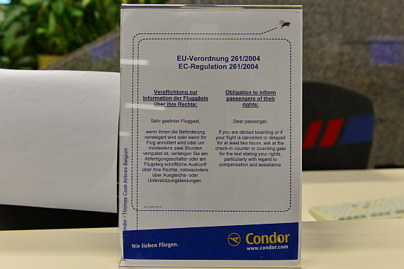 Vorbildlich: Condor weist die Passagiere auf ihre Fluggastrechte ausdrücklich hin