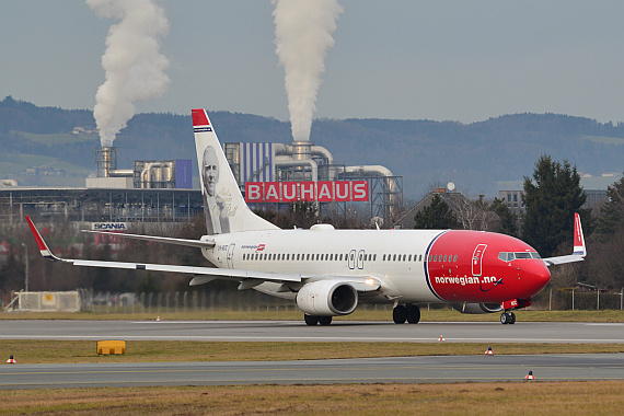 Flughafen Salzburg Winterspotten Jänner 2014 Norwegian Boeing 737-800 LN-NOC TakeOff Foto PA Austrian Wings Media Crew