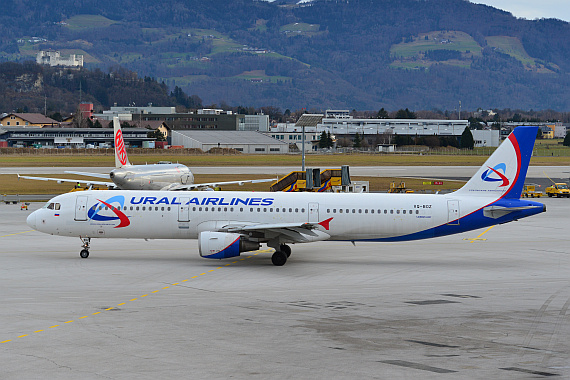 Flughafen Salzburg Winterspotten Jänner 2014 Ural Airlines Airbus A321 VQ-BOZ Foto PA Austrian Wings Media Crew