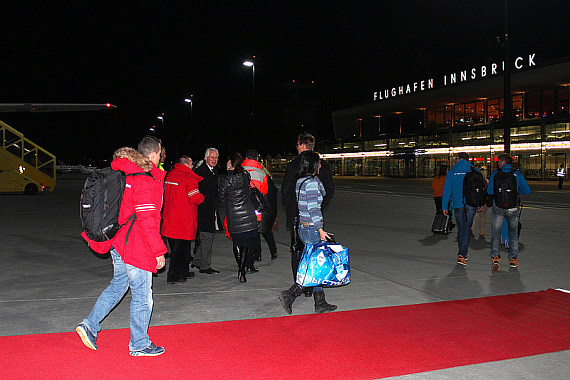 AUA Austrian Airlines Olympia 2014 Sotschi Ankunft Innsbruck_1 Christian Schöpf AUA Austrian Airlines Olympia 2014 Sotschi Ankunft Innsbruck_1 Christian Schöpf