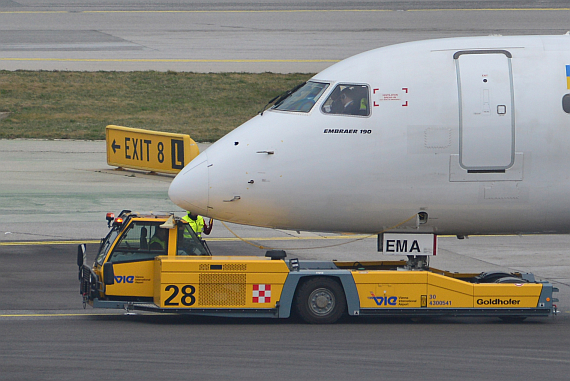 Pushback Push back Symbolbild Sujetbild Foto PA Austrian Wings Media Crew