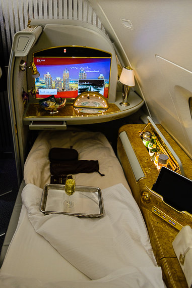 Bett in der Emirates First Class
