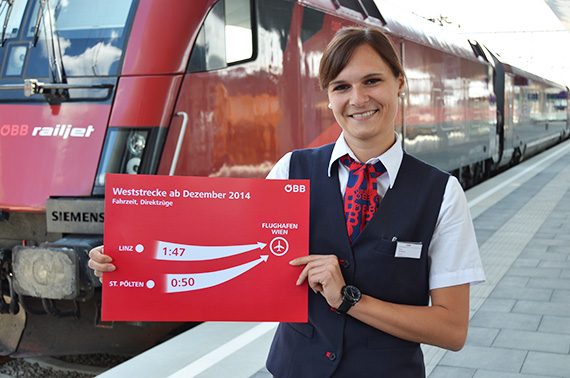 ÖBB Fahrzeit zum Flughafen - Foto: Austrian Wings Media Crew ÖBB Fahrzeit zum Flughafen - Foto: Austrian Wings Media Crew