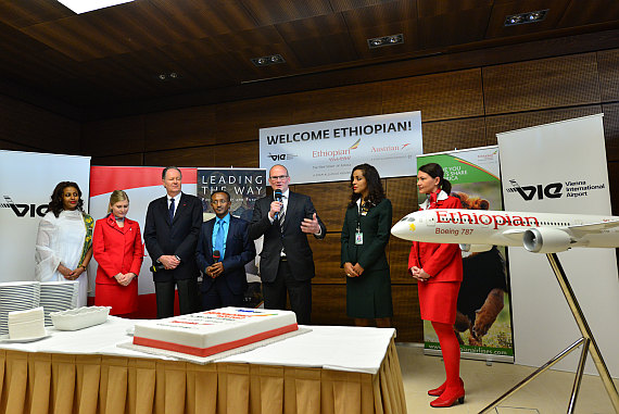 Ethiopian Airlines Erstlandung Ansprachen Foto PA Austrian Wings Media Crew