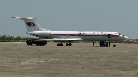 Eine TU-134B-3 der Air Koryo, hier am Flughafen von Hamhung.