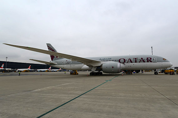 Qatar Airways Boeing 787 Dreamliner A7-BCE auf dem Vorfeld Foto PA Austrian Wings Media Crew