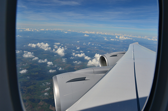 Lufthansa Boeing 747-8I Tragfläche Triebwerke Verkehrsflugzeug Verkehrsluftfahrt Symbolbild Sujetbild_2 Foto PA Austrian Wings Media Crew