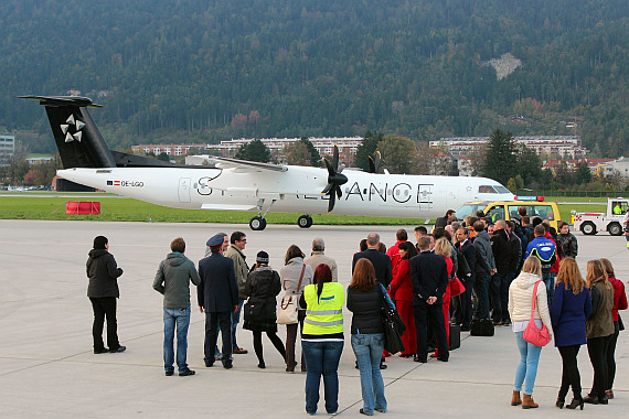 OE-LGO Taufe AUA Austrian AIrlines Flughafen Innsbruck 26. Oktober 2014 Foto Christian Schöpf