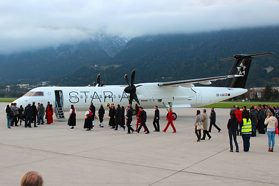 OE-LGO Taufe AUA Austrian AIrlines Flughafen Innsbruck 26. Oktober 2014 Foto Christian Schöpf_2