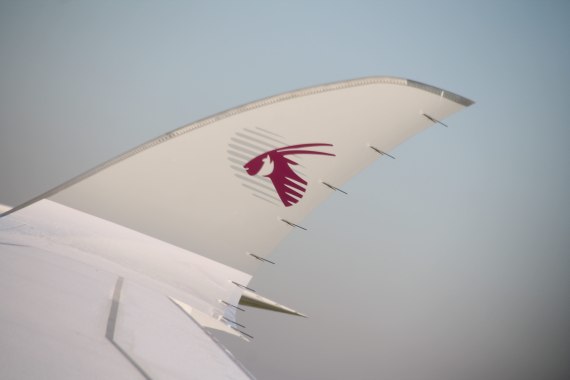 Airbus A350 Auslieferung Qatar Airways Blick auf Tragfläche Winglet Foto Aig