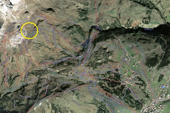 Das Einsatzgebiet Mohnenmähder (gelbe Markierung) nahe Lech/Arberg - Karte: Google Earth