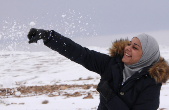 Der unerwartete Schneefall am Weg nach Petra, sorgte auch bei der lokalen Bevölkerung für Freude