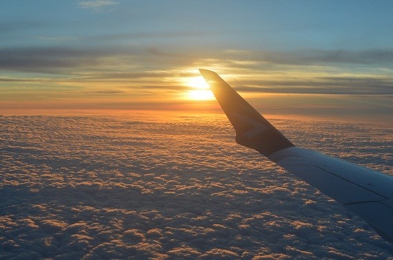 Sonnenuntergänge im Flugzeug sind natürlich immer sehr schön!