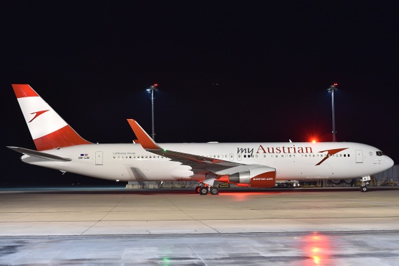 Die OE-LAY war das erste Großraumflugzeug in MyAustrian-Farben.