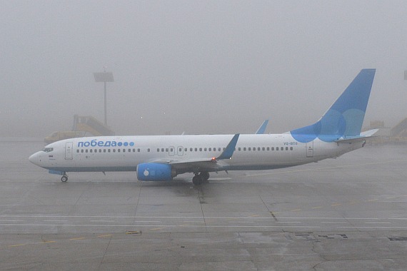 Die Aeroflot-Billigflugtochter Pobeda kam im Rahmen eines Charterfluges ebenfalls vorbei.