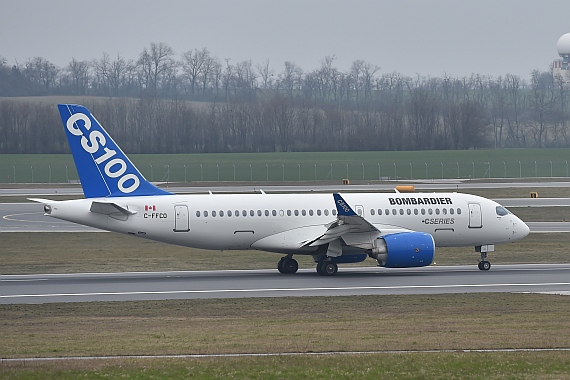 Erstlandung Bombardier CSeries CS100 Flughafen Wien 11032016 C-FFCO Foto Huber Austrian Wings Media Crew_025