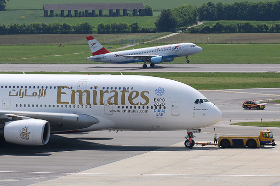 Emirates A380 am Flughafen Wien - Foto: Christian Zeilinger