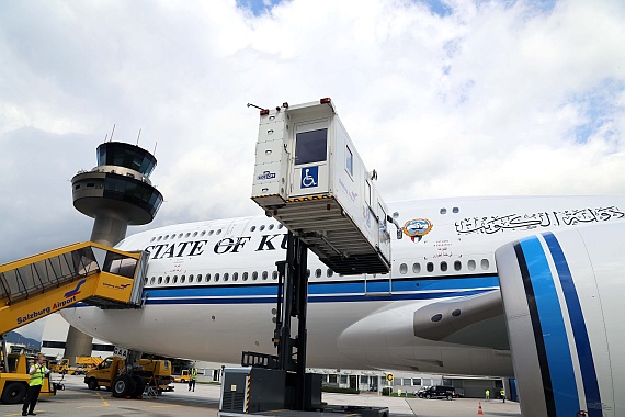 9K-GAA Erstlandung Boeing 747-8 Kuwait Flughafen Salzburg Juli 2016 Foto SZG