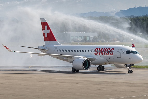 SWISS Erstlandung Bombardier CSeries HB-JBA Zürich 01072016 Foto SWISS_001