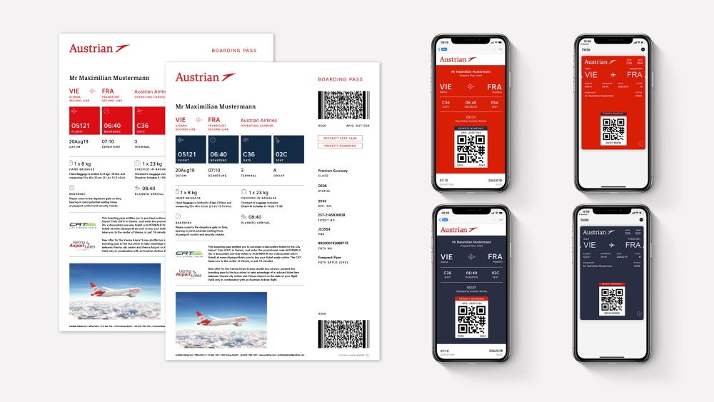 Austrian Airlines präsentiert neuen Boardingpass Austrian Wings