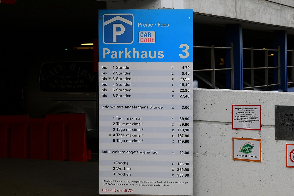 Flughafen Wien Parken Parkplatz C Parkgebühren www.austrianwings.info