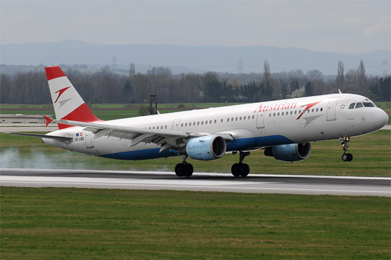 AUA A321 bei der Landung (Symbolbild) - Foto: Austrian Wings Media Crew
