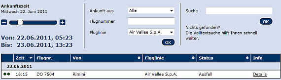 Air Vallee Ausfall