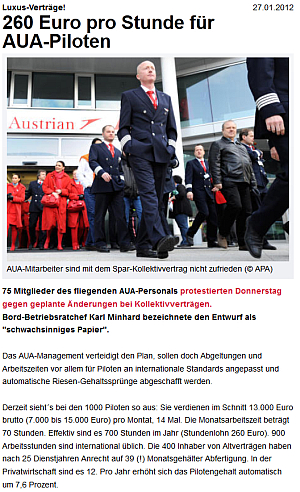 "Heute"-Artikel vom 27. 1. 2012 mit "Fantasie-Gehaltszahlen"? (Screenshot)