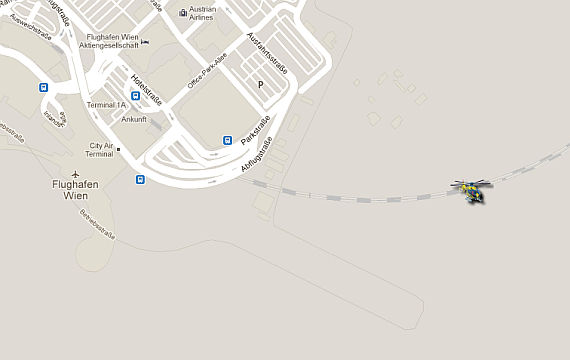 Christophorus 3 am Berufungsort - GPS-Grafik: 144 Notruf Niederösterreich / Google Maps