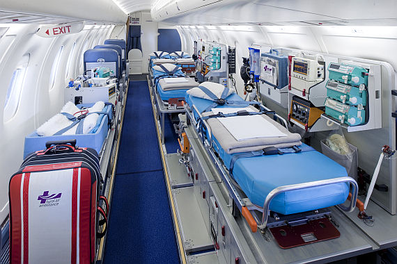 Ausstattung an Bord eines TAA-Jets - Foto: Tyrol Air Ambulance Ausstattung an Bord eines TAA-Jets - Foto: Tyrol Air Ambulance