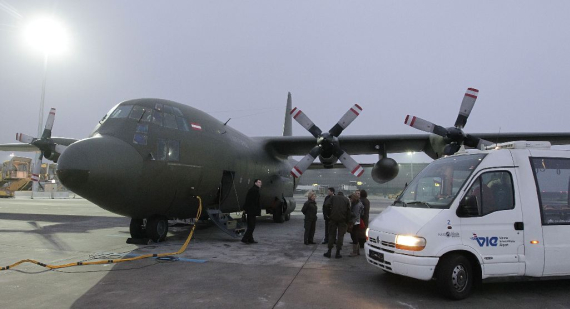 Die Hercules nach der Landung in Wien Schwechat heute Morgen - Foto: Bundesheer Die Hercules nach der Landung in Wien Schwechat heute Morgen - Foto: Bundesheer
