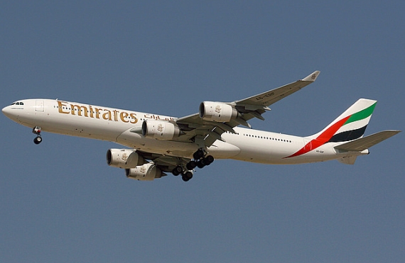 Emirates Airbus A340-500  im Landeanflug – Foto: Konstantin von Wedelstädt