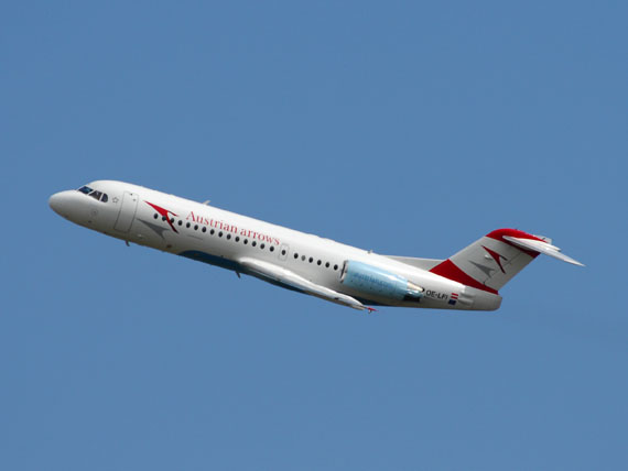 Fokker 70 der AUA-Tochter Austrian Arrows (Tyrolean Airways) beim Start - Foto: Austrian Wings Media Crew