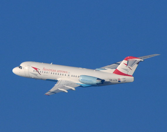 Die betroffene Fokker 70 mit der Registrierung OE-LFP - Foto: Austrian Wings Media Crew