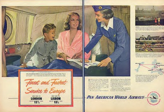 Luxus pur über den Wolken gab es in den 1940er Jahren, wie dieses Werbeplakat belegt; die Kehrseite der Medaille: Nur die wirklich Wohlhabenden konnten sich Flugreisen leiseten - Foto: Private Sammlung