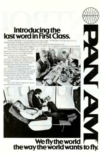 Auf ihren Boeing 747 bot Pan Am in der First Class bisher unbekannten Komfort - Foto: Private Sammlung