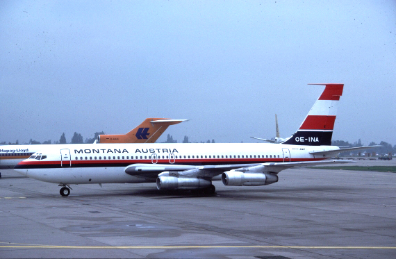 Die 1961 gebaute 707-138B mit der Registrierung OE-INA stieß Ende Juli 1977 zur Flotte von Montana Austria. Sie war deren zweites Flugzeug - Foto: Werner Fischdick