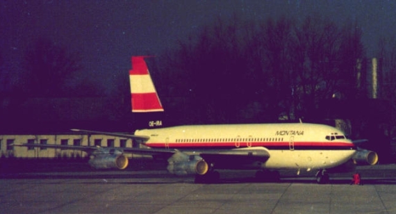 Die OE-IRA, Montanas erste Boeing 707, aufgenommen 1978 in Wien - Foto: Manfred Groihs