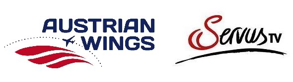 Logos Austrian Wings und Servus TV